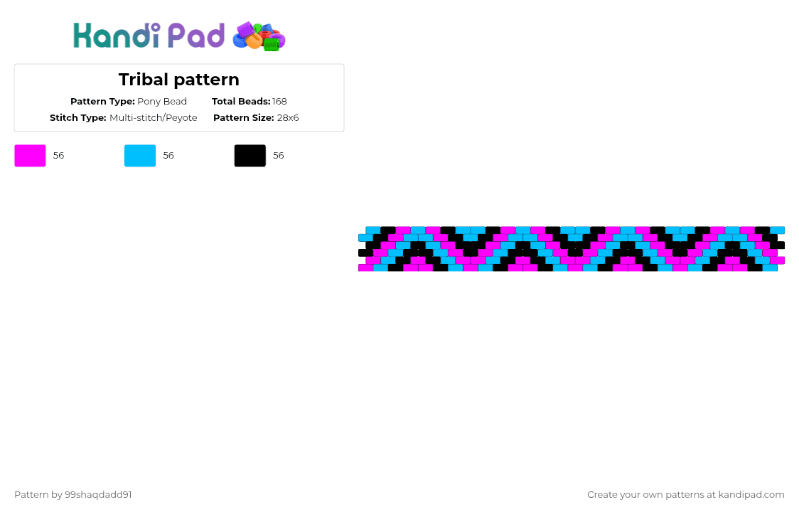 Tribal pattern - Pony Bead Pattern by 99shaqdadd91 on Kandi Pad - pink,light blue