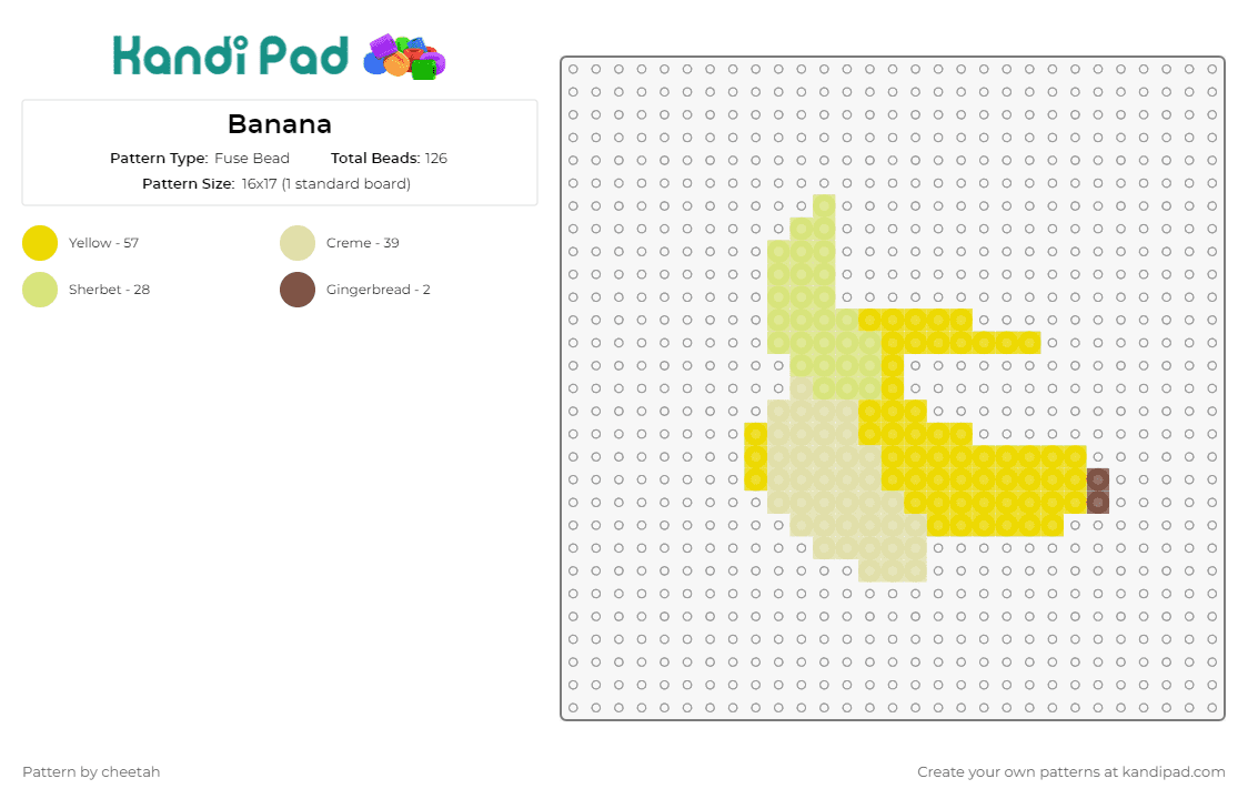 Banana - Fuse Bead Pattern by cheetah on Kandi Pad - banana,fruit,food,delightful,representation,iconic,fun,creative,yellow