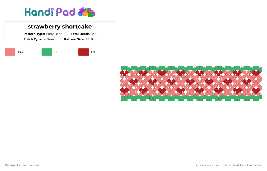strawberry shortcake - Pony Bead Pattern by macisaloser on Kandi Pad - green,red,strawberry shortcake,strawberry