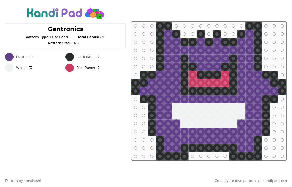 Gentronics - Fuse Bead Pattern by annakashi on Kandi Pad - purple