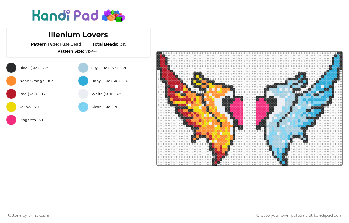 Illenium Lovers - Fuse Bead Pattern by annakashi on Kandi Pad - light blue,orange