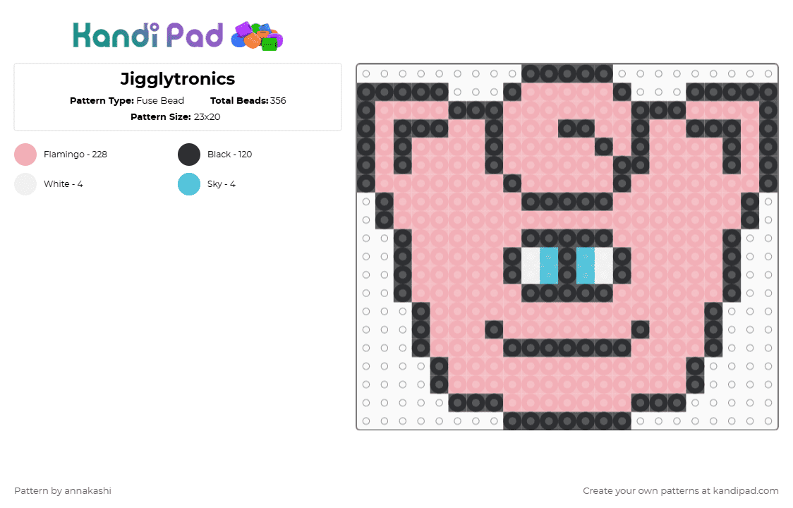Jigglytronics - Fuse Bead Pattern by annakashi on Kandi Pad - beige,subtronics,pokemon,jigglypuff