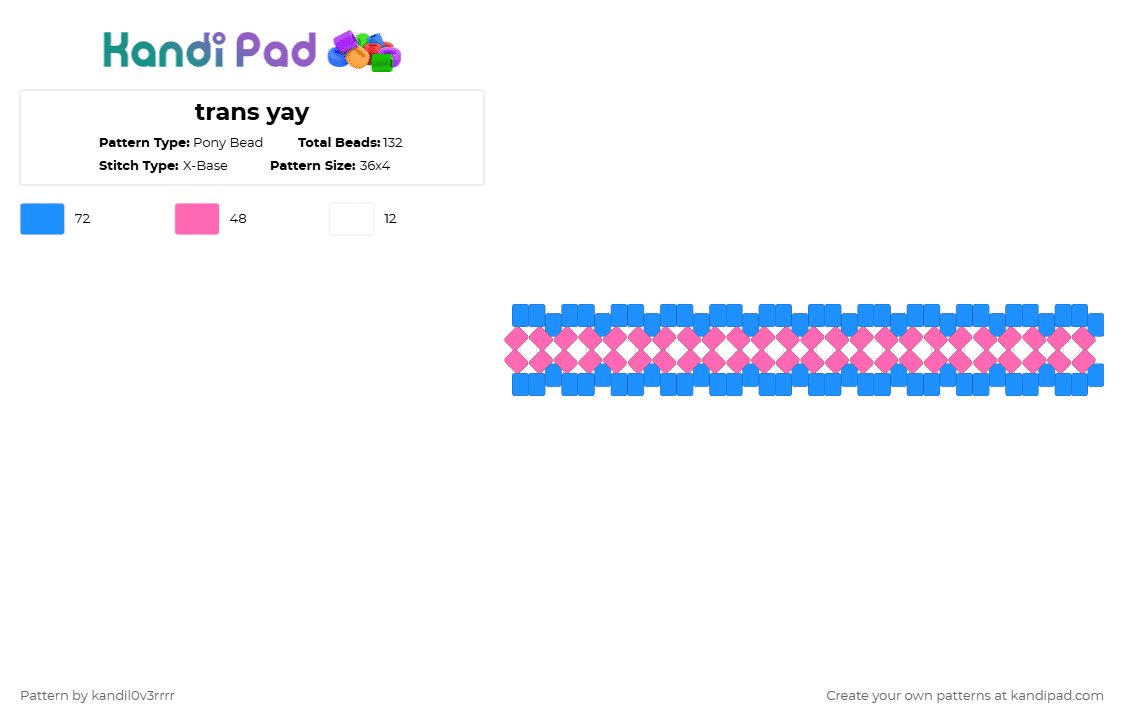 trans yay - Pony Bead Pattern by kandil0v3rrrr on Kandi Pad - light blue,pink