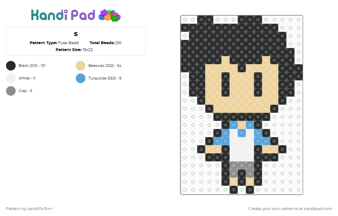 s - Fuse Bead Pattern by kandil0v3rrrr on Kandi Pad - black,beige