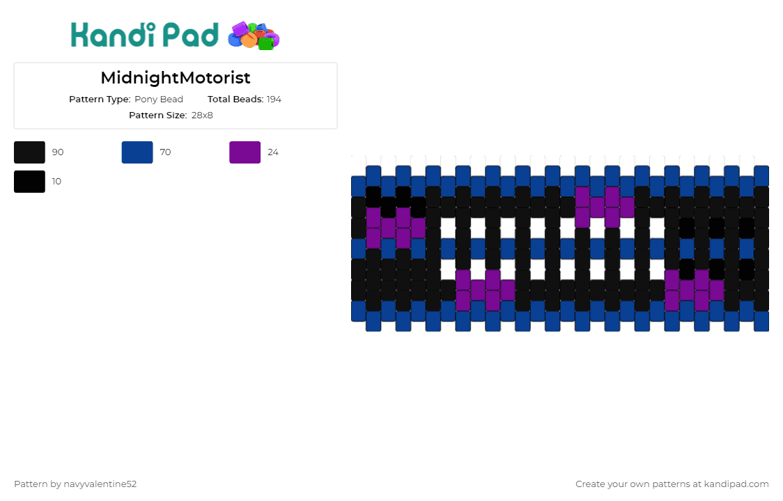 MidnightMotorist - Pony Bead Pattern by navyvalentine52 on Kandi Pad - midnight motorist,five nights at freddys,fnaf,arcade,thrill,game,fan,blue,black