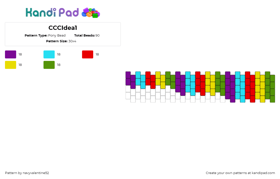 CCCIdea1 - Pony Bead Pattern by navyvalentine52 on Kandi Pad - colorful,cheerful,upbeat,radiant,positivity,sequence,vibrant