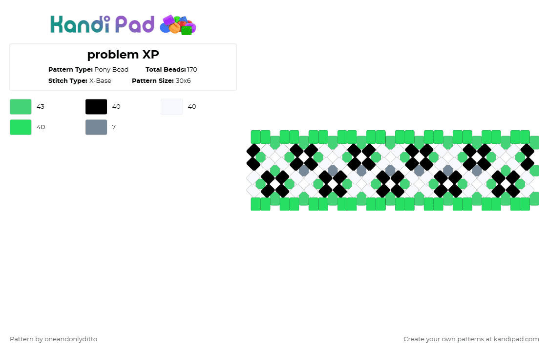 problem XP - Pony Bead Pattern by oneandonlyditto on Kandi Pad - teal