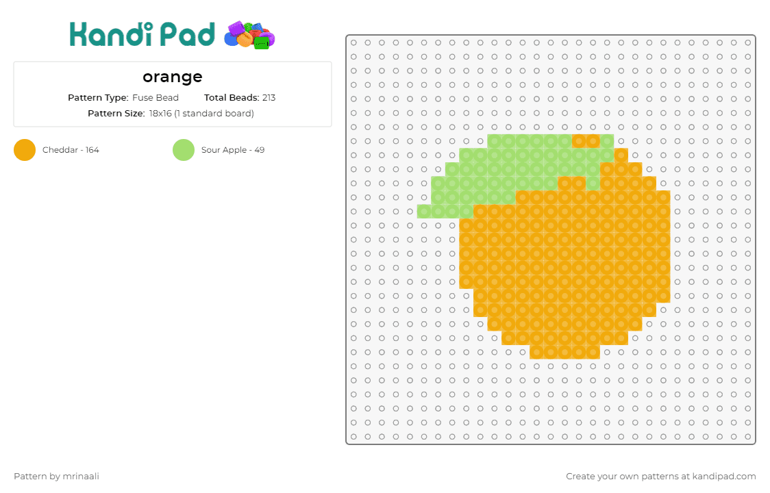 orange - Fuse Bead Pattern by mrinaali on Kandi Pad - orange,fruit,food,juicy,vibrant,appealing,bright,citrus,fresh,orange