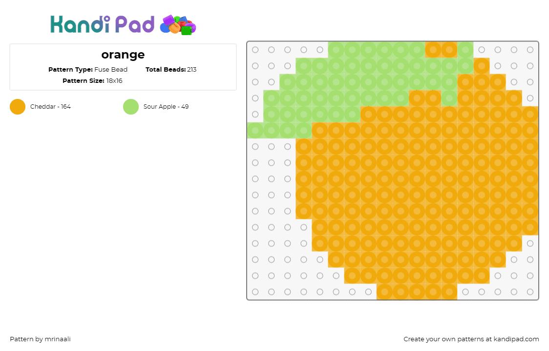 orange - Fuse Bead Pattern by mrinaali on Kandi Pad - orange,fruit,food,juicy,vibrant,appealing,bright,citrus,fresh,orange