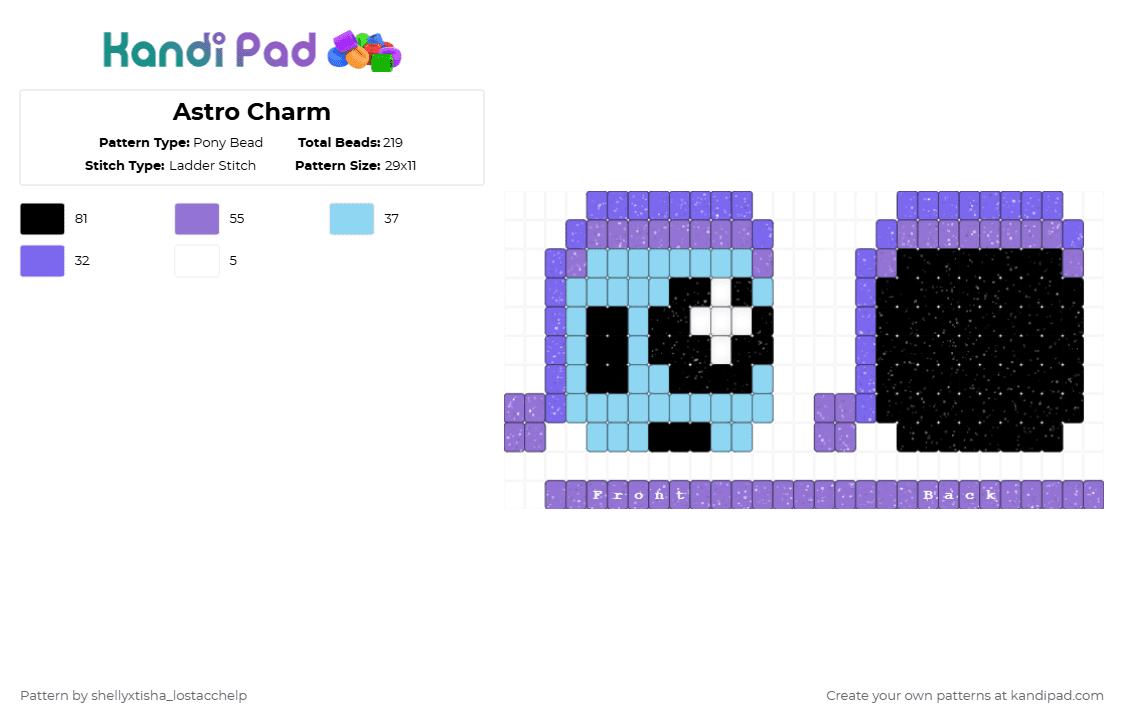 Astro Charm request - Pony Bead Pattern by g1g1th3g4mb13r_xdrobloxdisplay on Kandi Pad - purple,astro,charm,dandys world,dw,game,roblox,kandi pad,pony bead