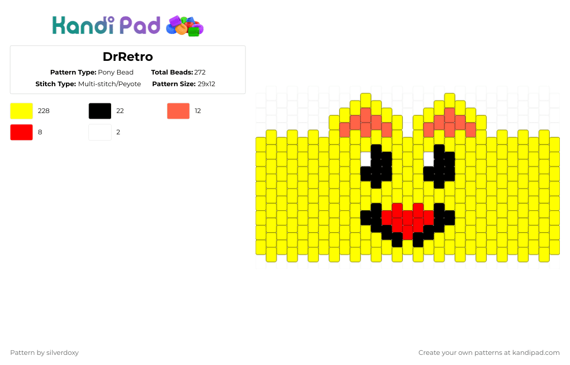 DrRetro - Pony Bead Pattern by silverdoxy on Kandi Pad - yellow,roblox,regretevator,drretro,cat