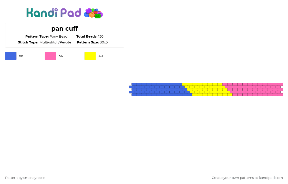 pan cuff - Pony Bead Pattern by smokeyreese on Kandi Pad - blue,pink