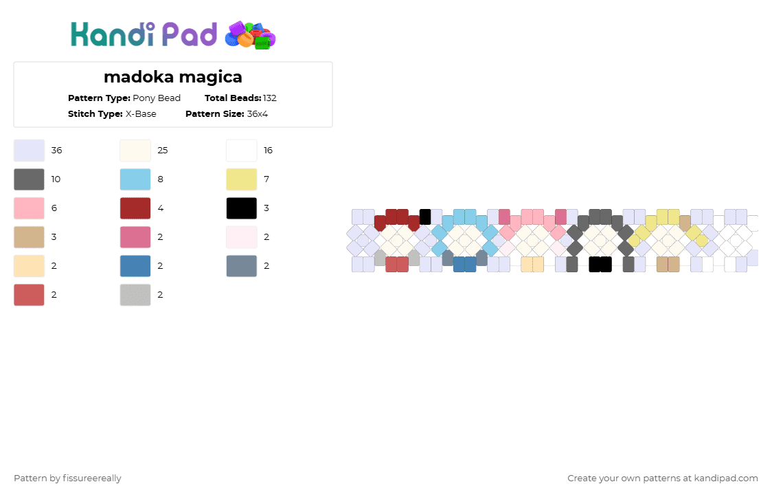 madoka magica - Pony Bead Pattern by fissureereally on Kandi Pad - white,beige,yellow,light blue,colorful,madoka,homura,mami,tomoe,sayaka,kyoko,kyubey,madoka magica