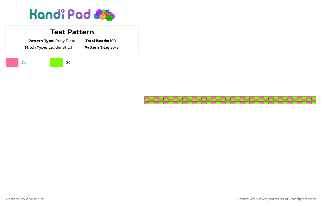 Test Pattern Pony Bead Pattern - Kandi Pad | Kandi Patterns, Fuse Bead ...
