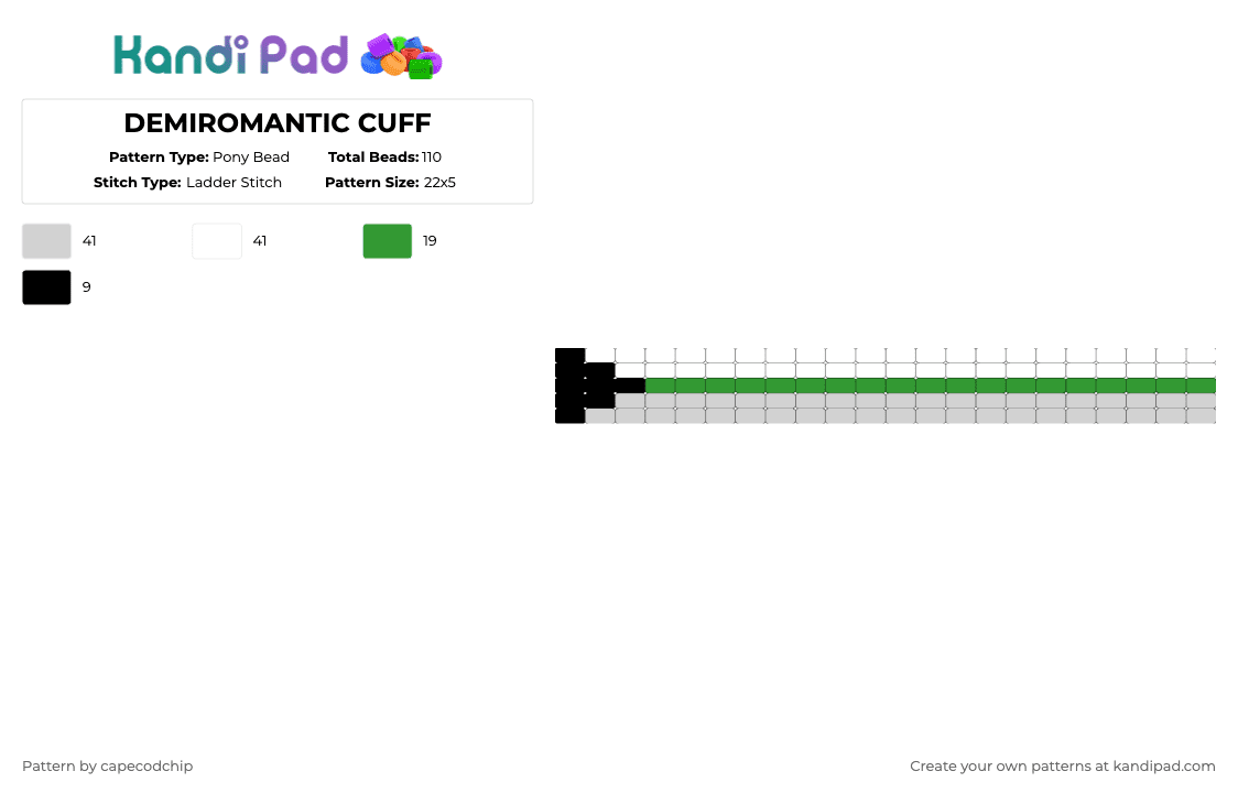 DEMIROMANTIC CUFF - Pony Bead Pattern by capecodchip on Kandi Pad - white,demiromantic,pride flag,pride cuff,demiromantic flag,demiromantic cuff