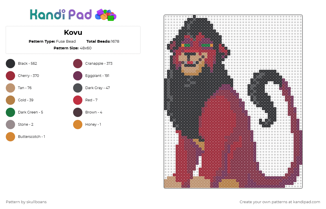 Kovu - Fuse Bead Pattern by skullboans on Kandi Pad - red,brown,pink,the lion king,kovu,lion,furry
