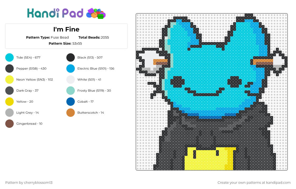 I\'m Fine - Fuse Bead Pattern by cherryblossom13 on Kandi Pad - black,light blue