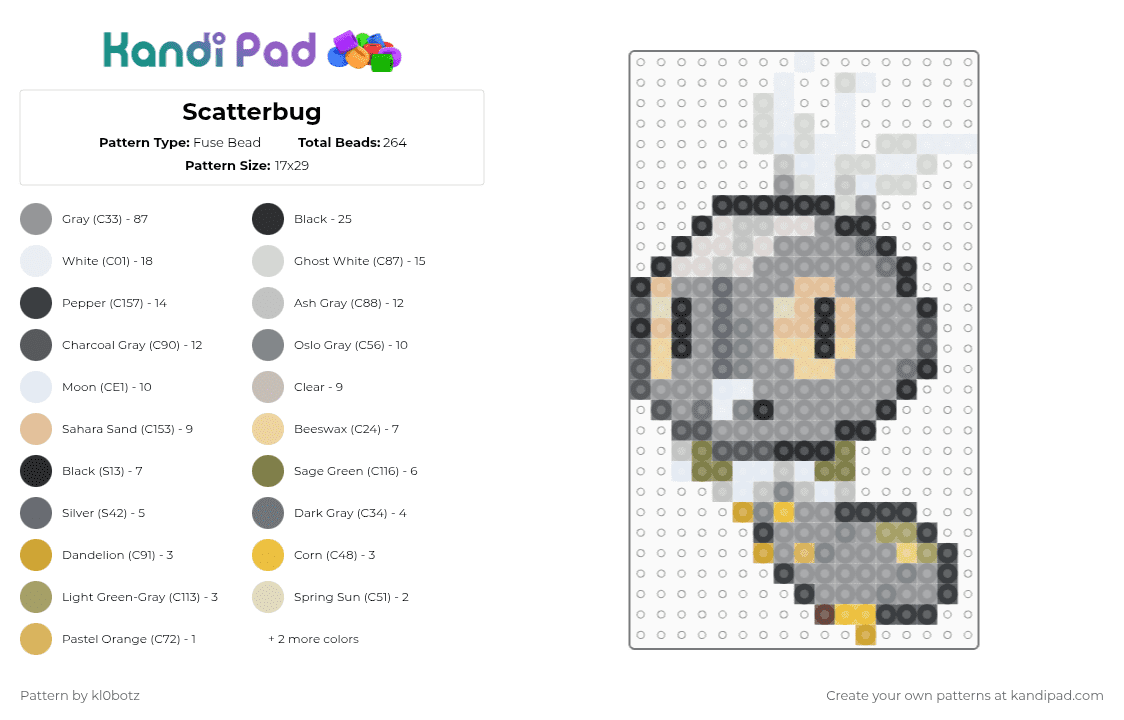Scatterbug Fuse Bead Pattern - Kandi Pad | Kandi Patterns, Fuse Bead ...