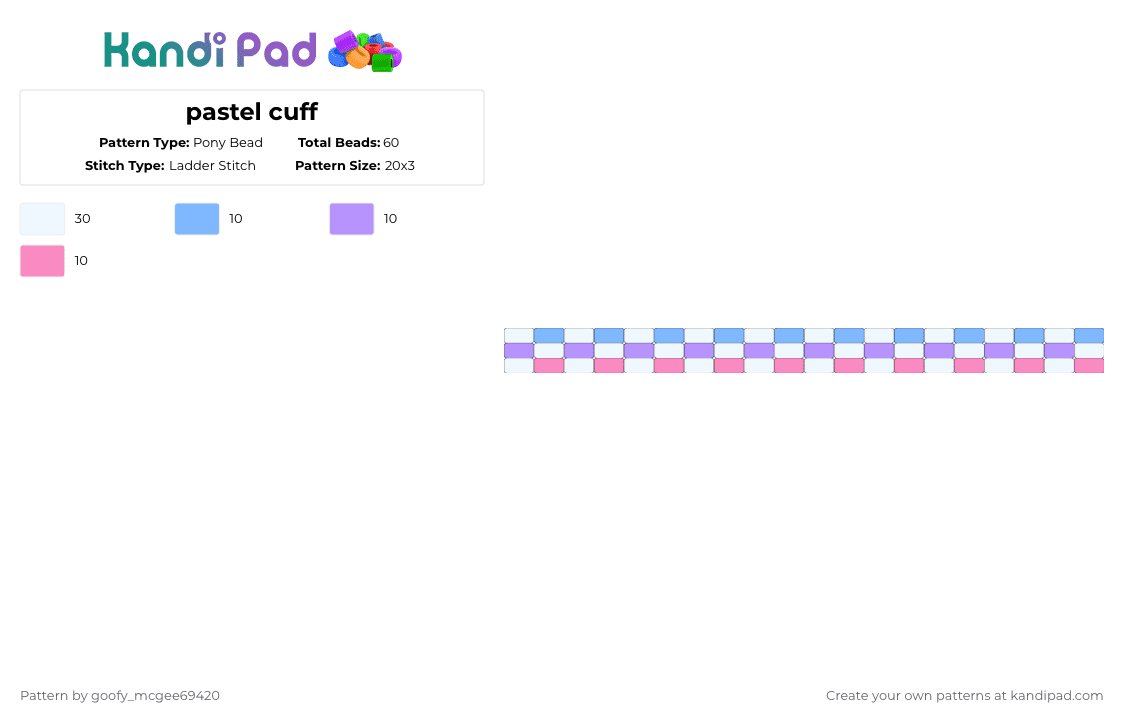 pastel cuff - Pony Bead Pattern by goofy_mcgee69420 on Kandi Pad - light blue,pink,pastel,kawaii