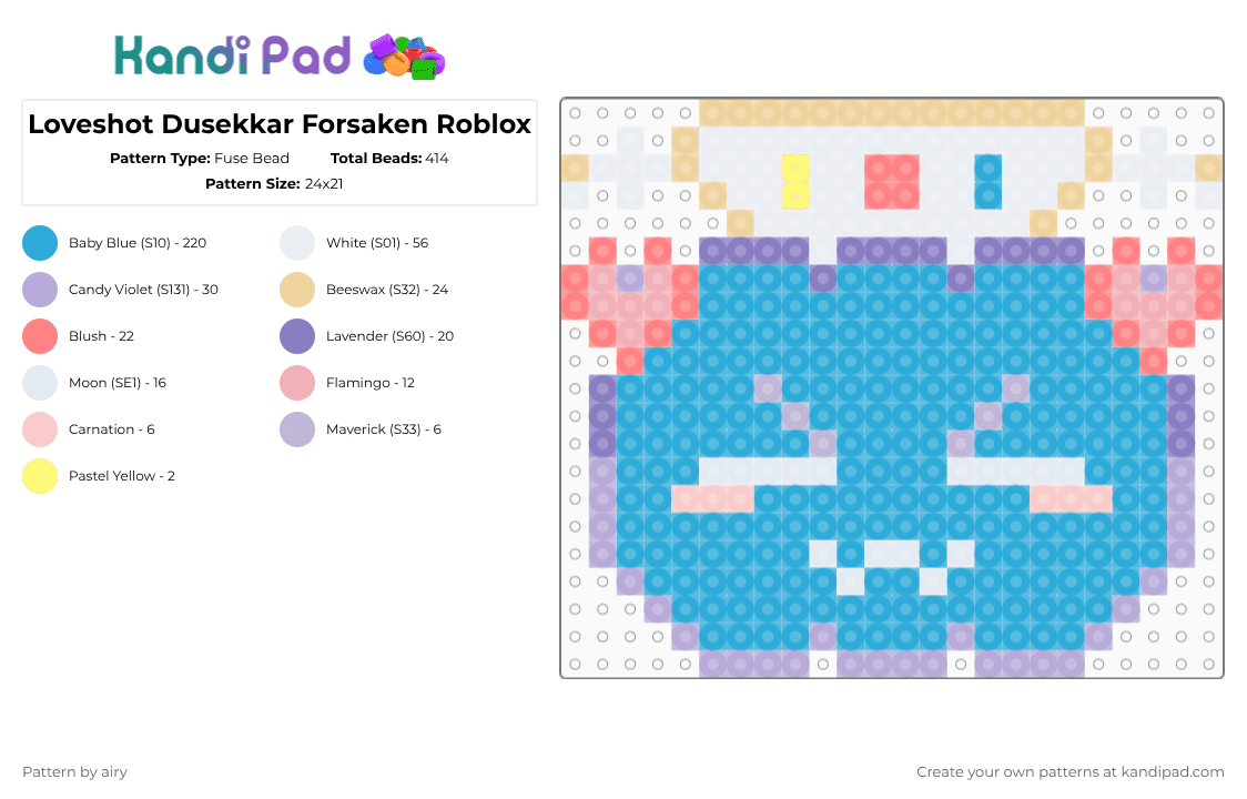 Loveshot Dusekkar Forsaken Roblox - Fuse Bead Pattern by airy on Kandi Pad - light blue,roblox,forsaken