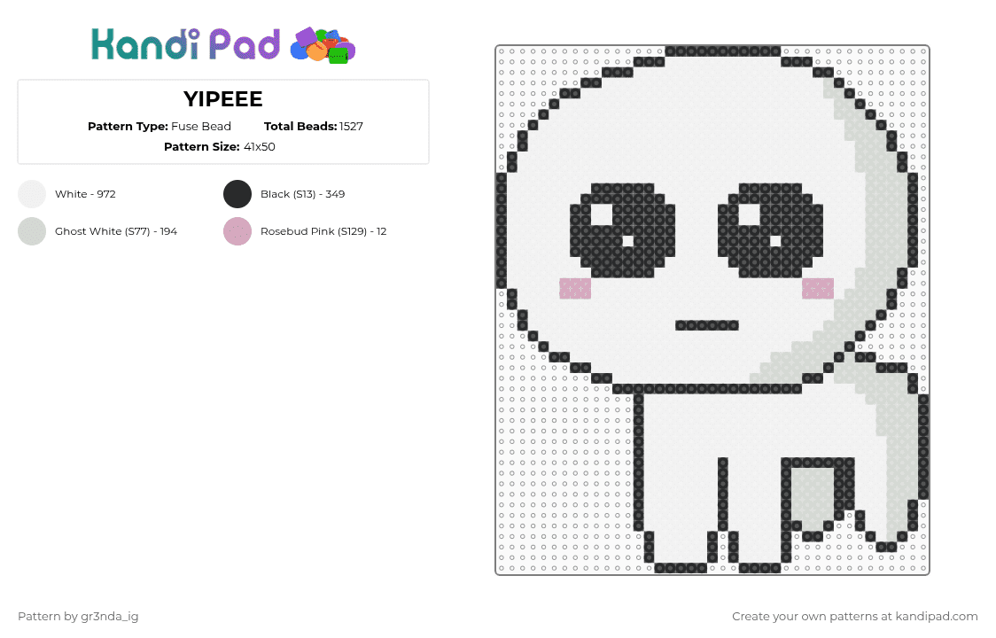 YIPEEE - Fuse Bead Pattern by gr3nda_ig on Kandi Pad - white,cute,happy,sigma,kawaii
