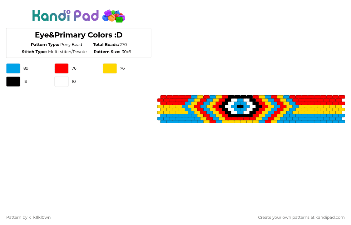 Eye&Primary Colors :D - Pony Bead Pattern by k_k1lkl0wn on Kandi Pad - light blue,eye,primary colors,red,blue,yellow