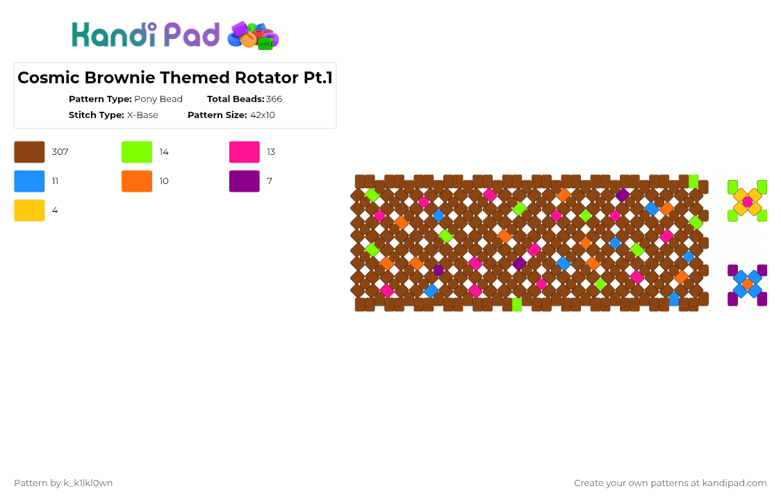 Cosmic Brownie Themed Rotator Pt.1 - Pony Bead Pattern by k_k1lkl0wn on Kandi Pad - red,brownie,cosmic brownie