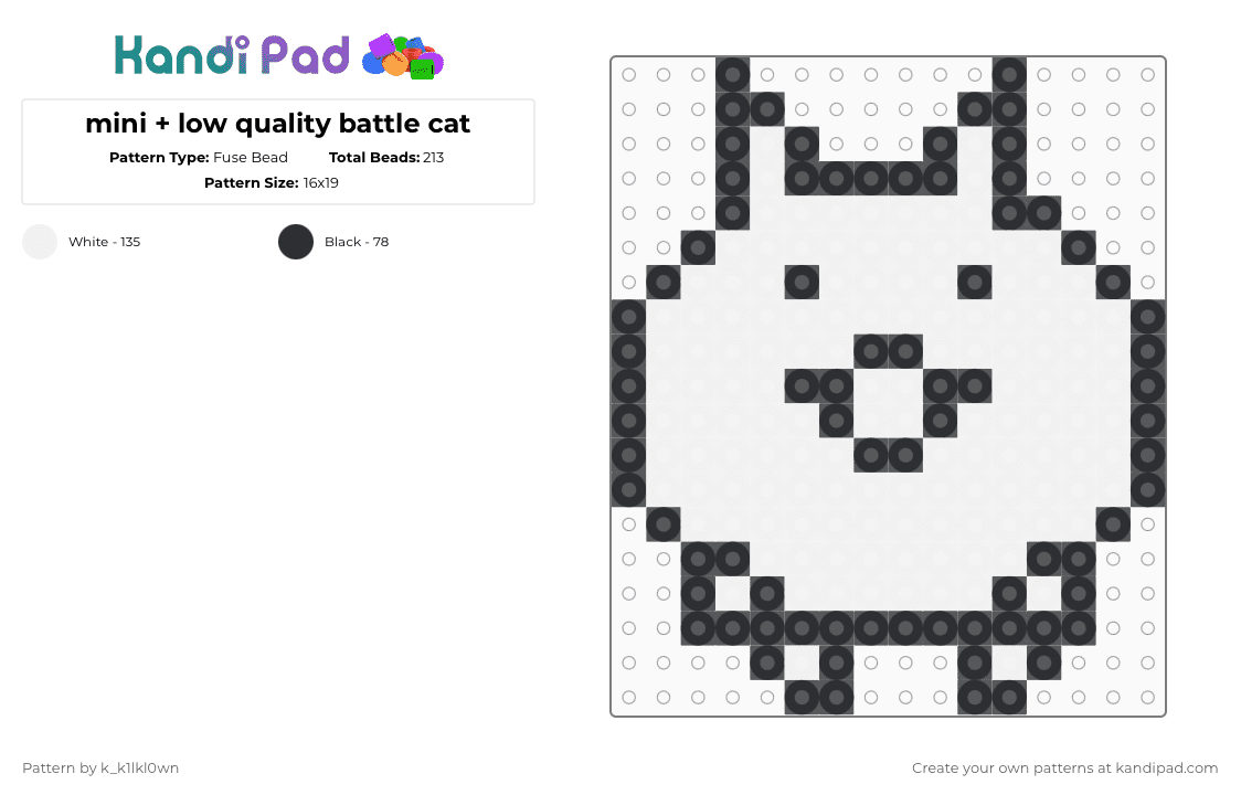mini + low quality battle cat - Fuse Bead Pattern by k_k1lkl0wn on Kandi Pad - 