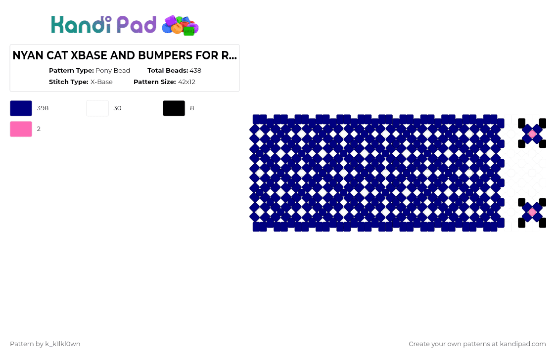 NYAN CAT XBASE AND BUMPERS FOR ROTATOR - Pony Bead Pattern by k_k1lkl0wn on Kandi Pad - purple,nyan cat