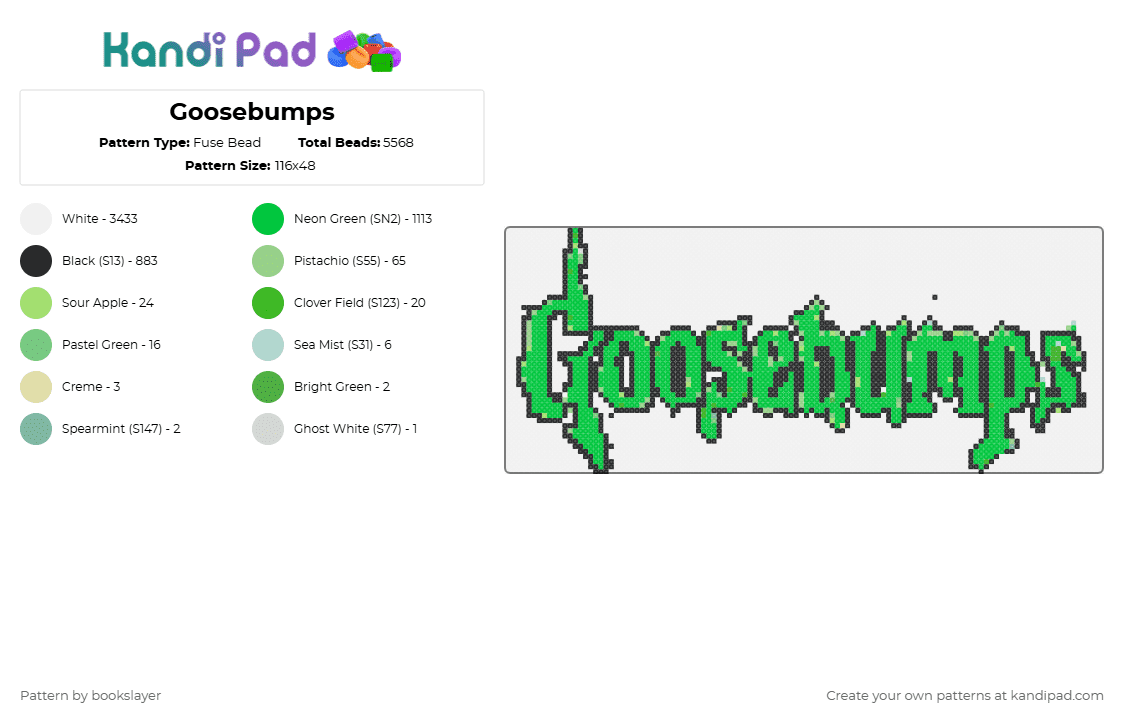 Goosebumps - Fuse Bead Pattern by bookslayer on Kandi Pad - 