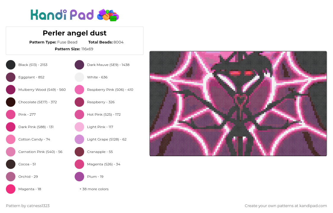 Perler angel dust - Fuse Bead Pattern by catness1323 on Kandi Pad - pink