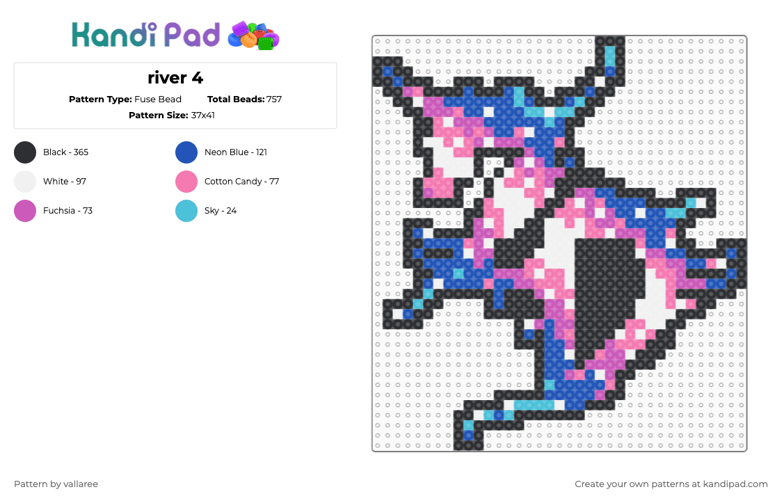 river 4 - Fuse Bead Pattern by vallaree on Kandi Pad - zeds dead,logo,dj,edm,galaxy,music,pink,blue