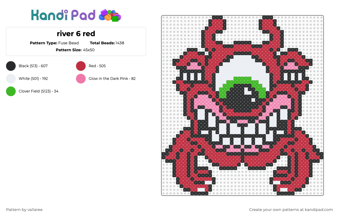 river 6 red - Fuse Bead Pattern by vallaree on Kandi Pad - subtronics,aaron brooks,cyclops,dj,music,red