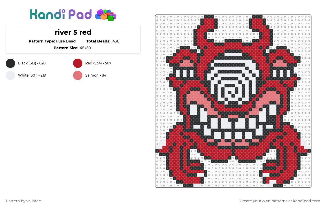 river 5 red - Fuse Bead Pattern by vallaree on Kandi Pad - subtronics,rezz,aaron brooks,cyclops,dj,music,white,red