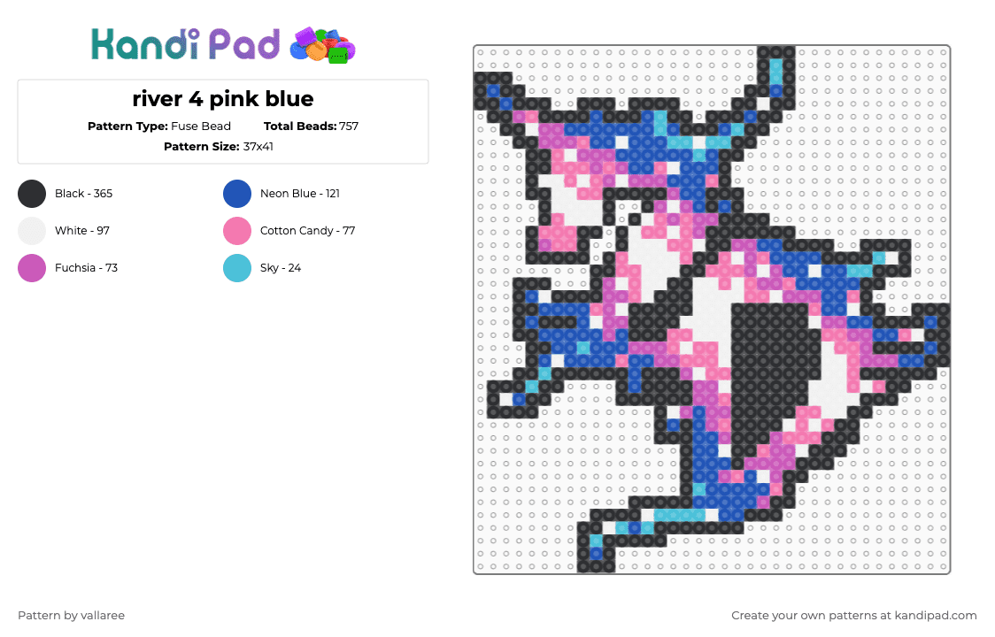 river 4 pink blue - Fuse Bead Pattern by vallaree on Kandi Pad - zeds dead,logo,dj,music,pink,blue