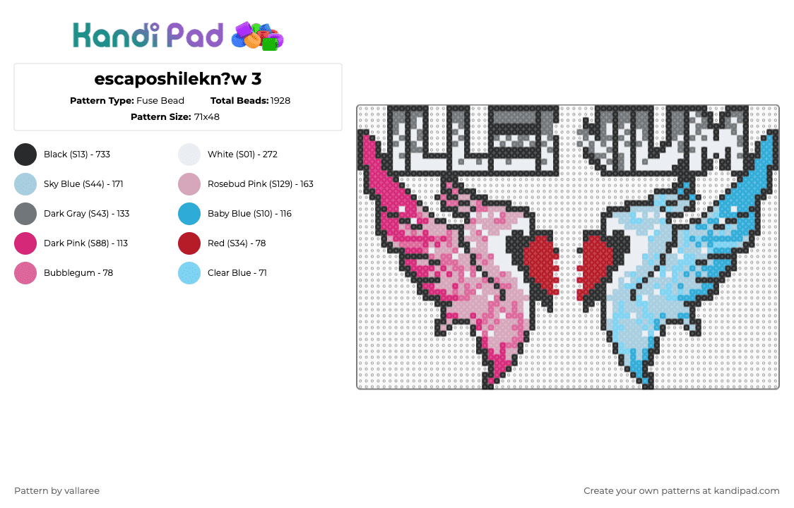 Escaposhilekn?w 3 Fuse Bead Pattern - Kandi Pad | Kandi Patterns, Fuse ...