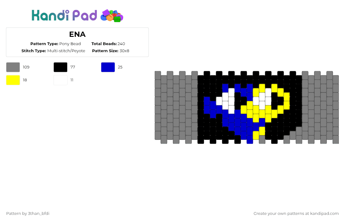ENA - Pony Bead Pattern by 3than_bfdi on Kandi Pad - gray