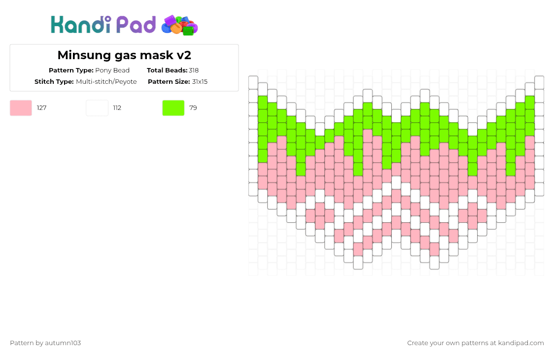 Minsung gas mask v2 - Pony Bead Pattern by autumn103 on Kandi Pad - green,pink