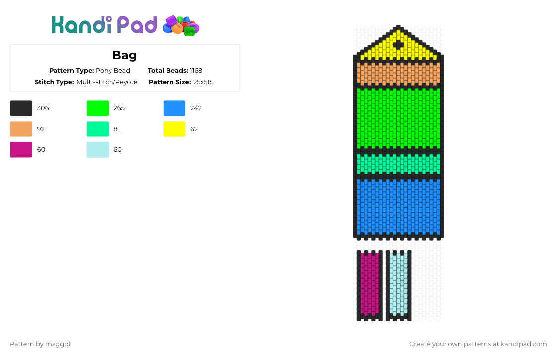 Bag - Pony Bead Pattern by maggot on Kandi Pad - light blue,green