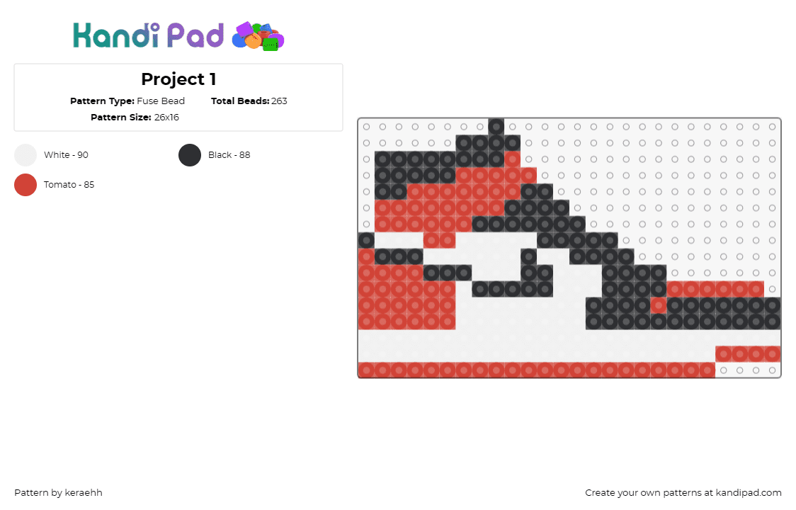 Project 1 - Fuse Bead Pattern by keraehh on Kandi Pad - shoes,sneakers