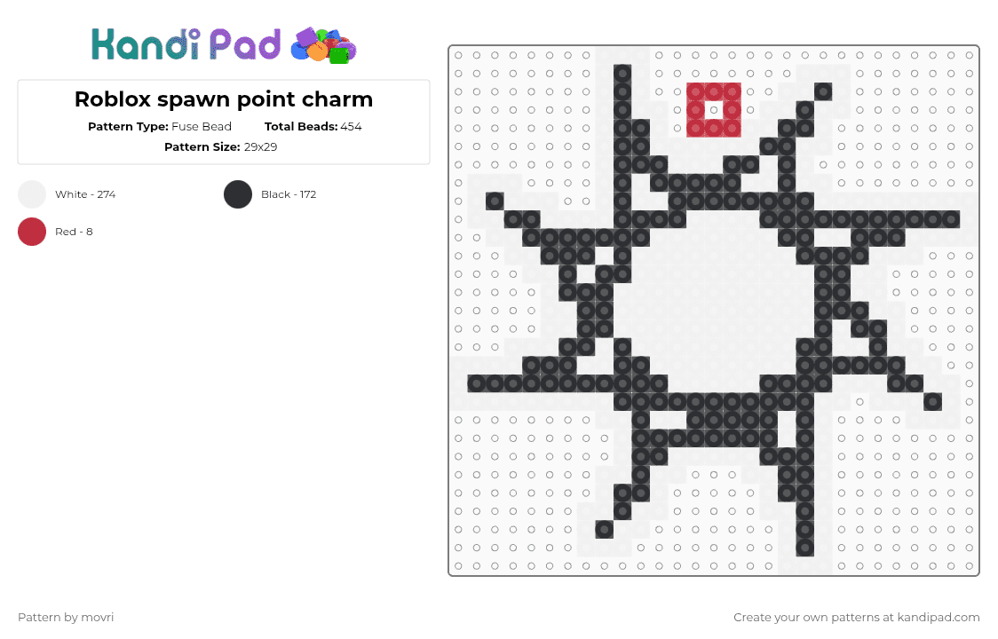 Roblox spawn point charm - Fuse Bead Pattern by movri on Kandi Pad - white