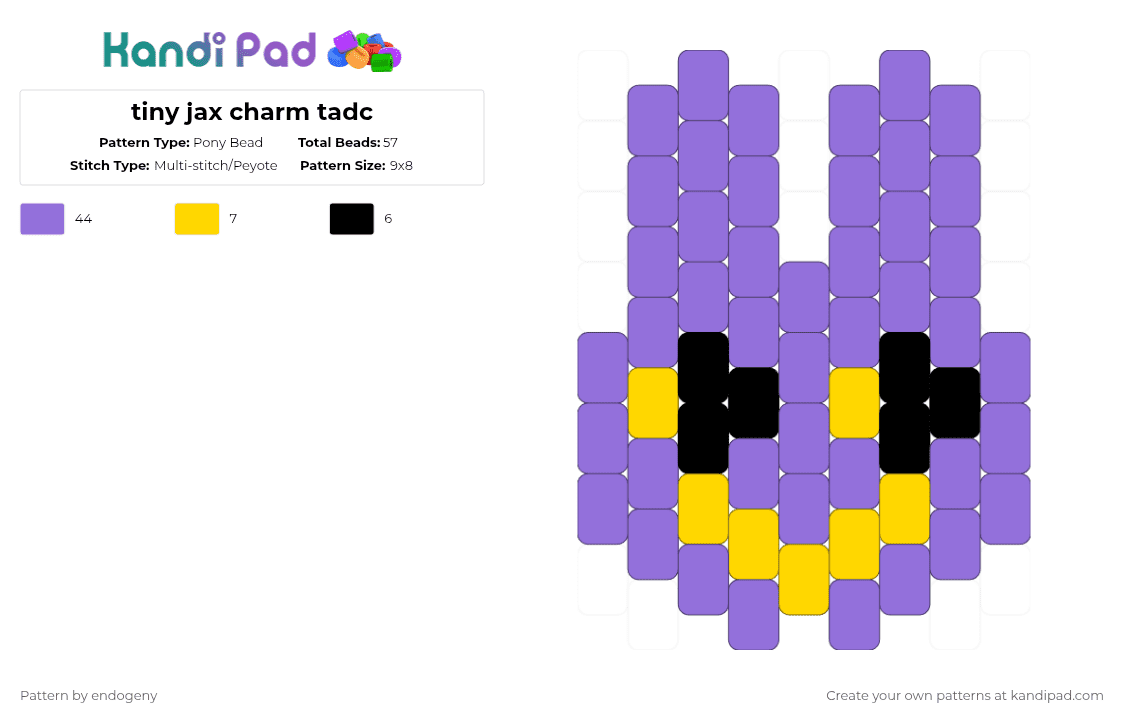 tiny jax charm tadc - Pony Bead Pattern by endogeny on Kandi Pad - purple