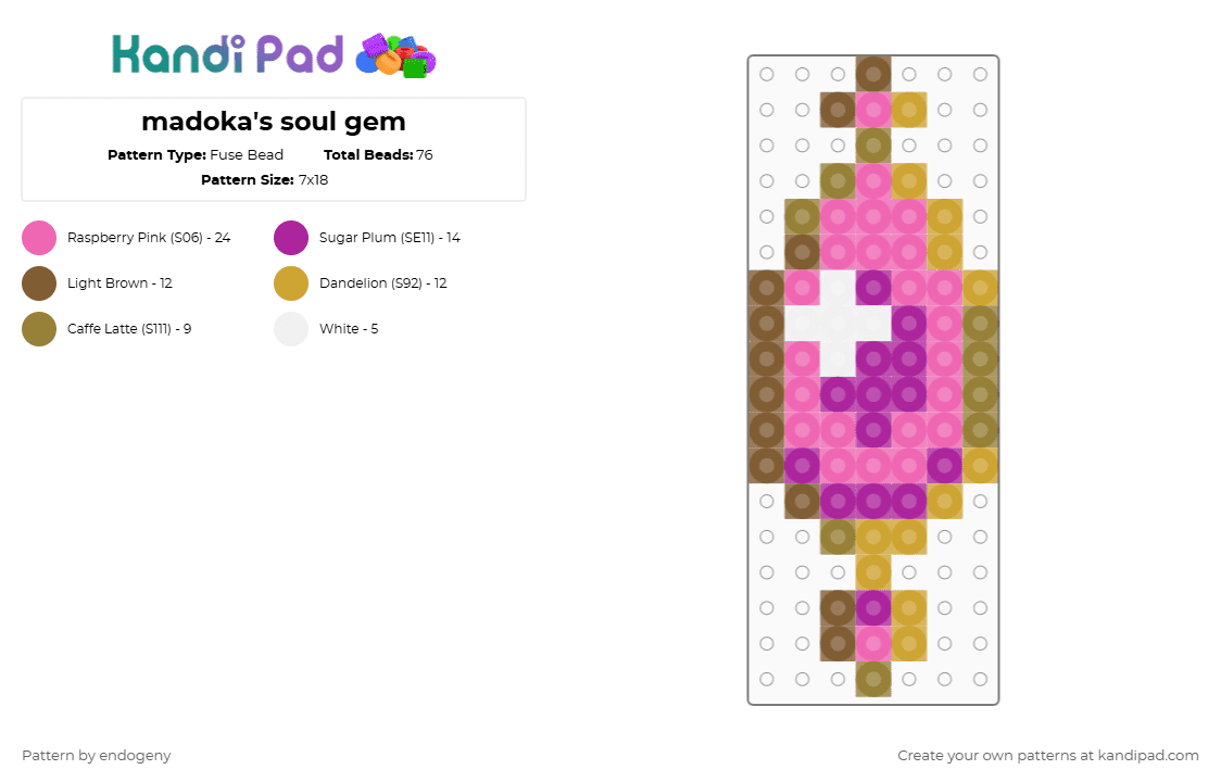 madoka\'s soul gem - Fuse Bead Pattern by endogeny on Kandi Pad - pink