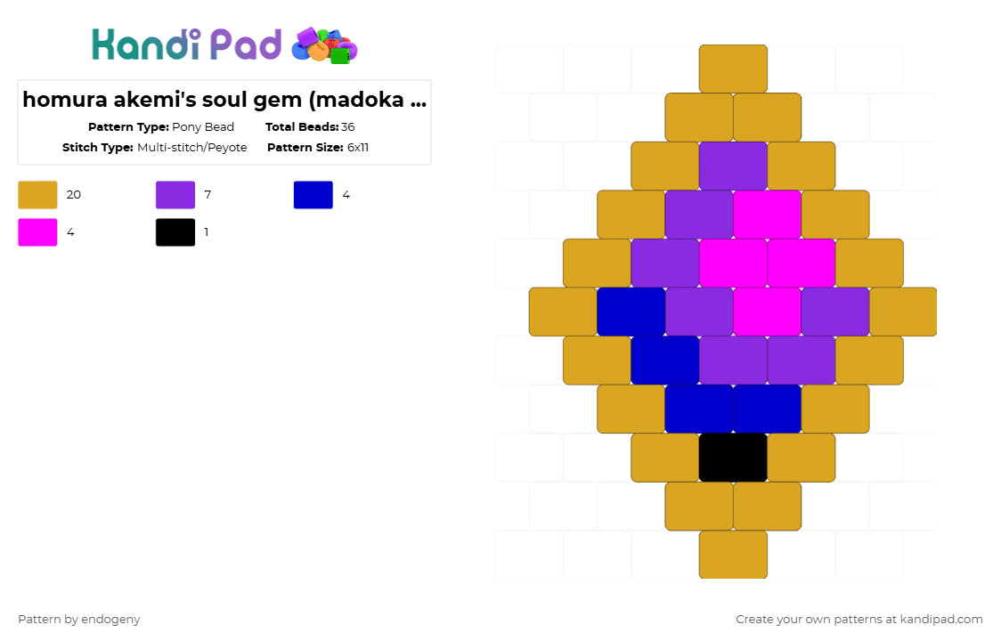 homura akemi\'s soul gem (madoka magica) - Pony Bead Pattern by endogeny on Kandi Pad - orange