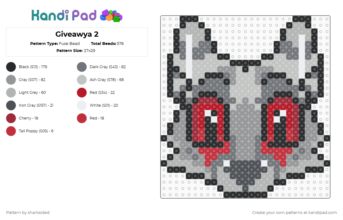 Giveawya 2 - Fuse Bead Pattern by sharksided on Kandi Pad - gray,beige