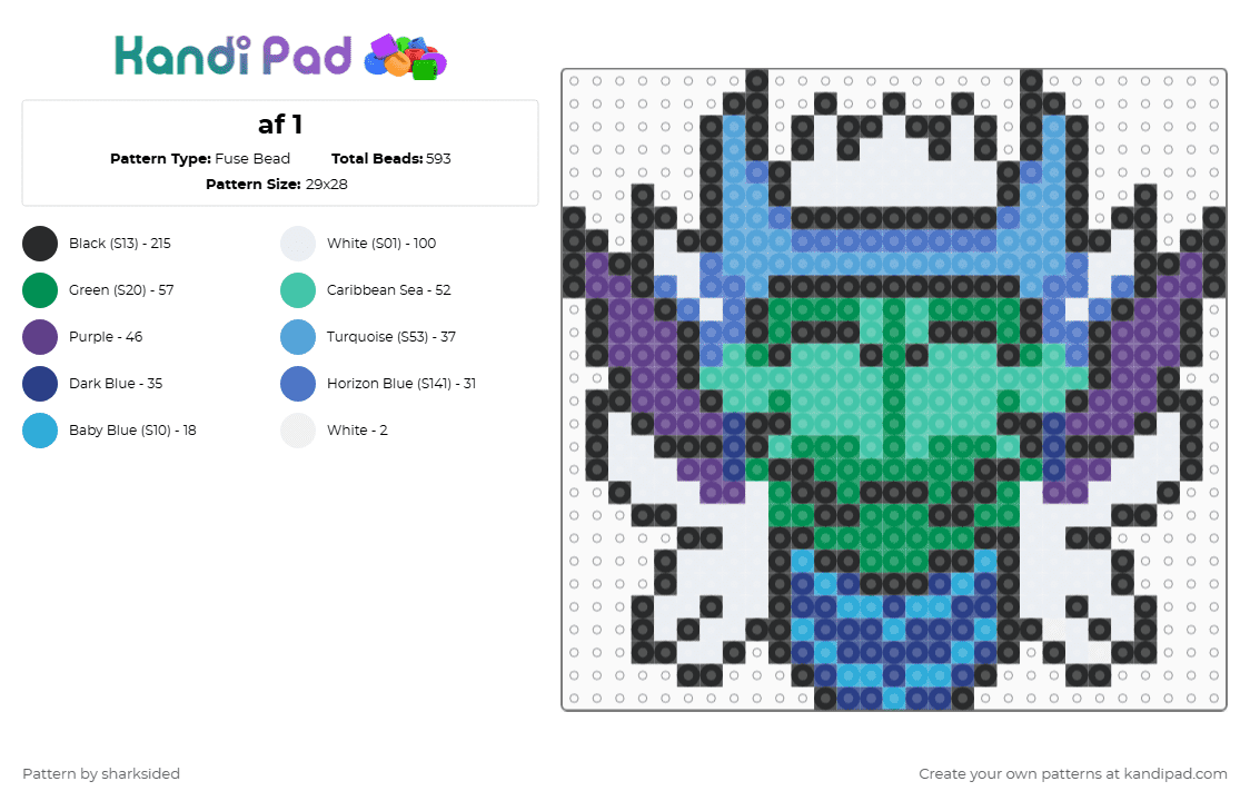 Af 1 Fuse Bead Pattern - Kandi Pad | Kandi Patterns, Fuse Bead Patterns ...
