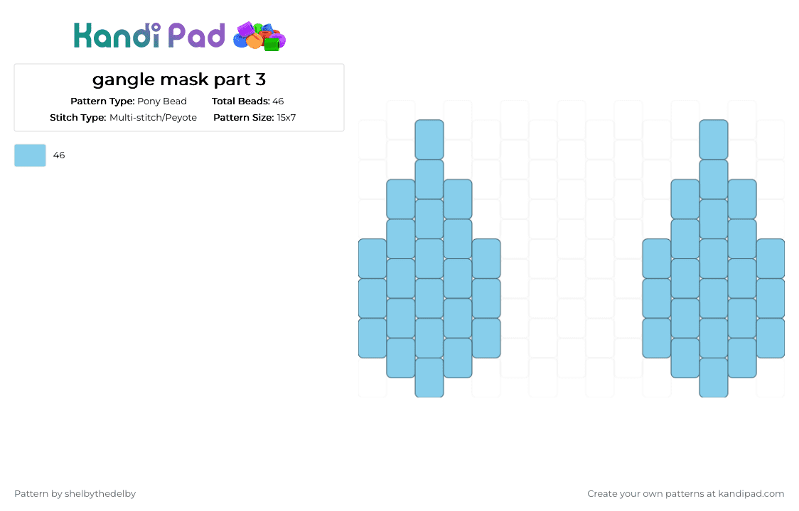gangle mask part 3 - Pony Bead Pattern by shelbythedelby on Kandi Pad - light blue