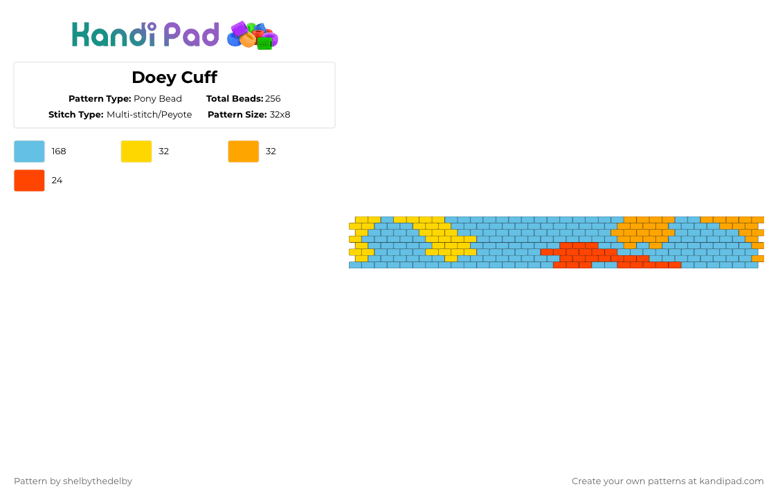 Doey Cuff - Pony Bead Pattern by shelbythedelby on Kandi Pad - light blue,poppyplaytime,doey,doeypoppyplaytime,horror