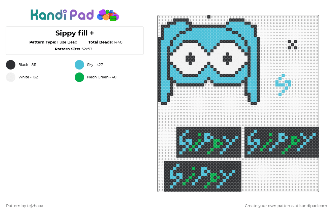Sippy fill + - Fuse Bead Pattern by tejzhaaa on Kandi Pad - black,light blue