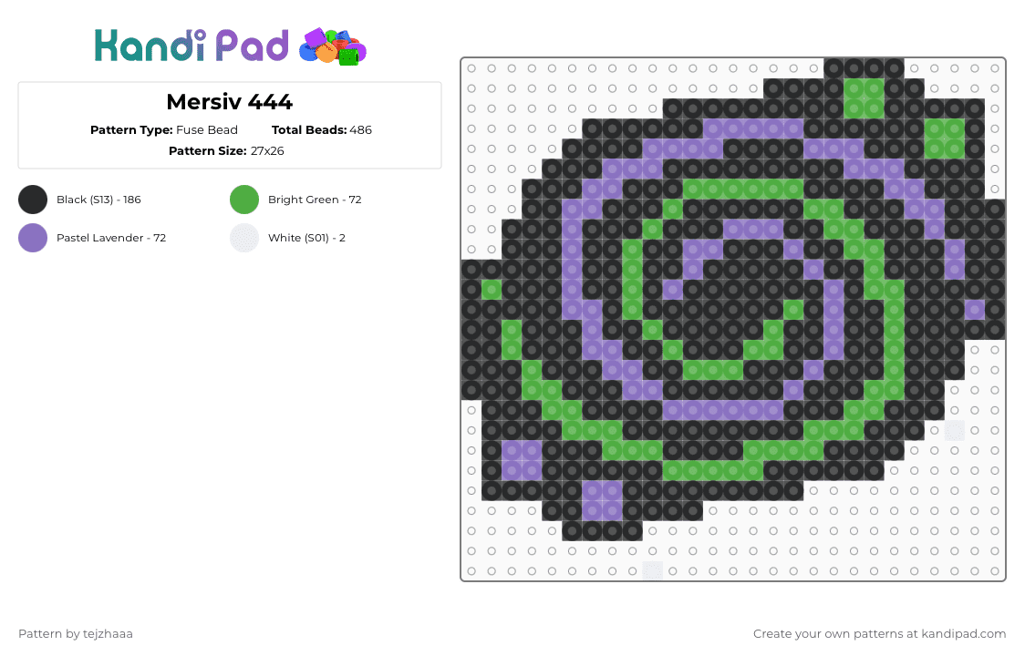 Mersiv 444 - Fuse Bead Pattern by tejzhaaa on Kandi Pad - black,green,blue